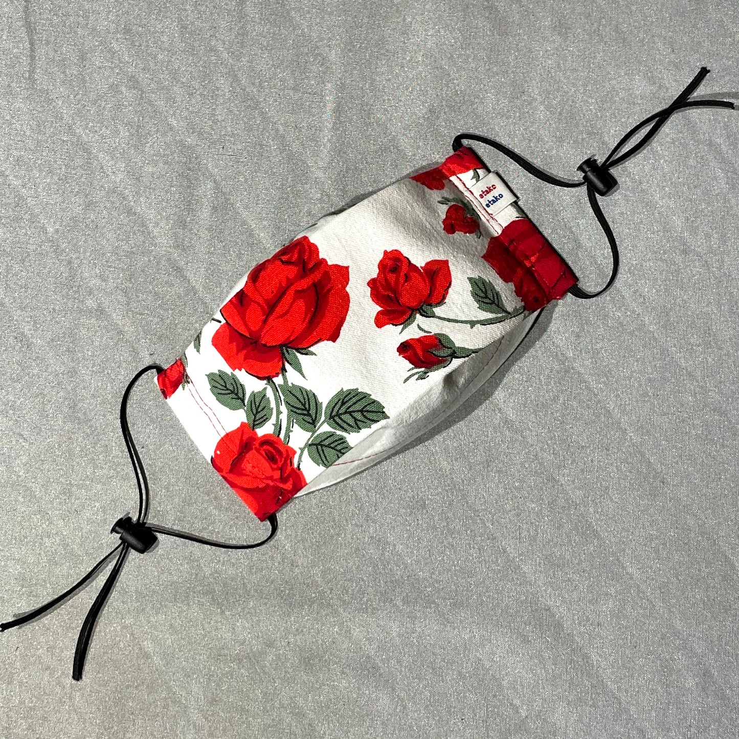 Cotton Face Mask - Vintage Red Rose Fabric