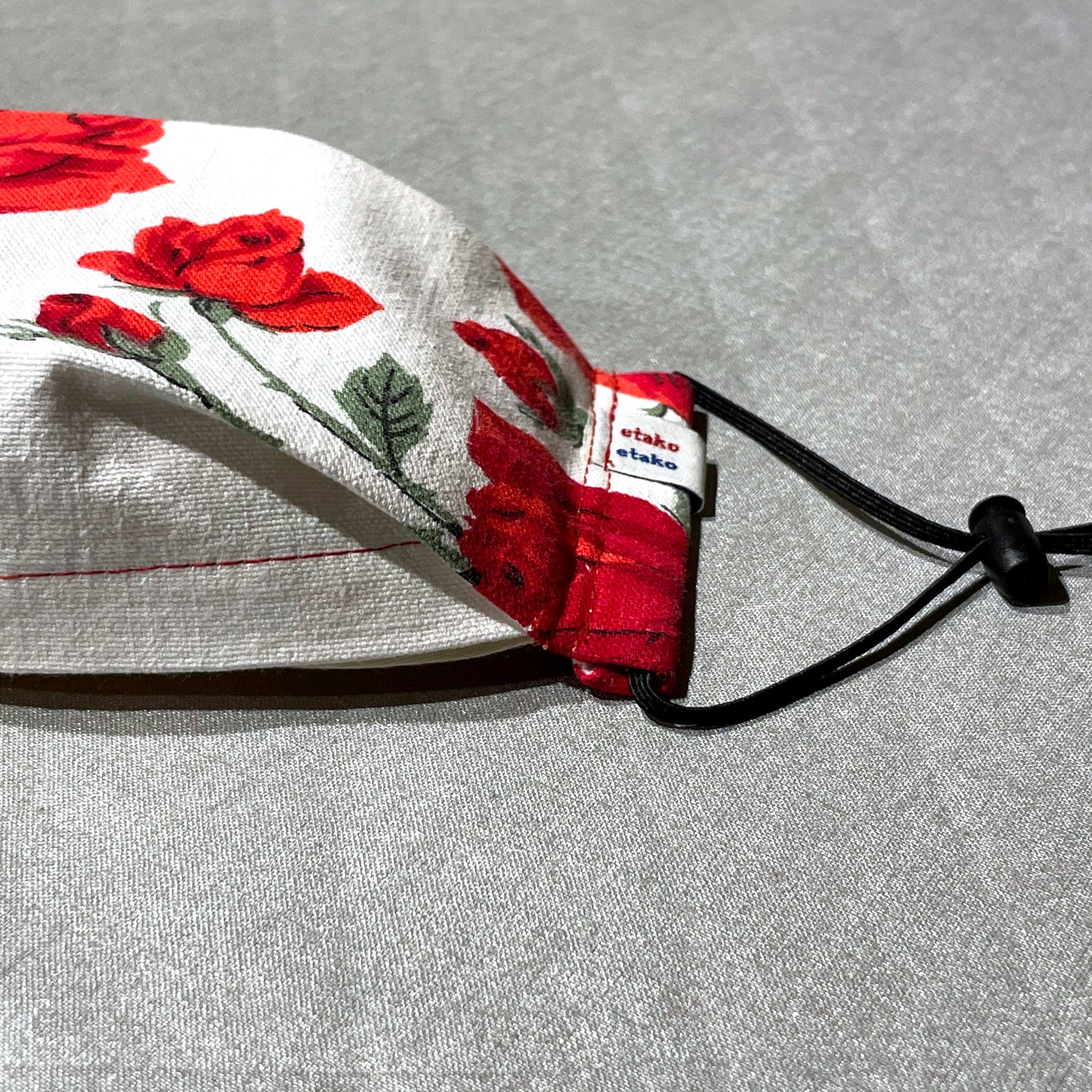 Cotton Face Mask - Vintage Red Rose Fabric