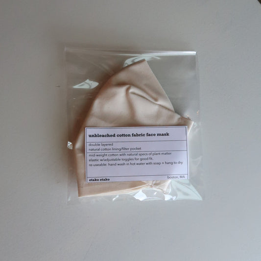unbleached cotton fabric face mask
