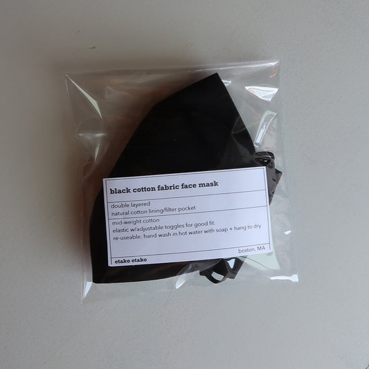 black cotton fabric face mask